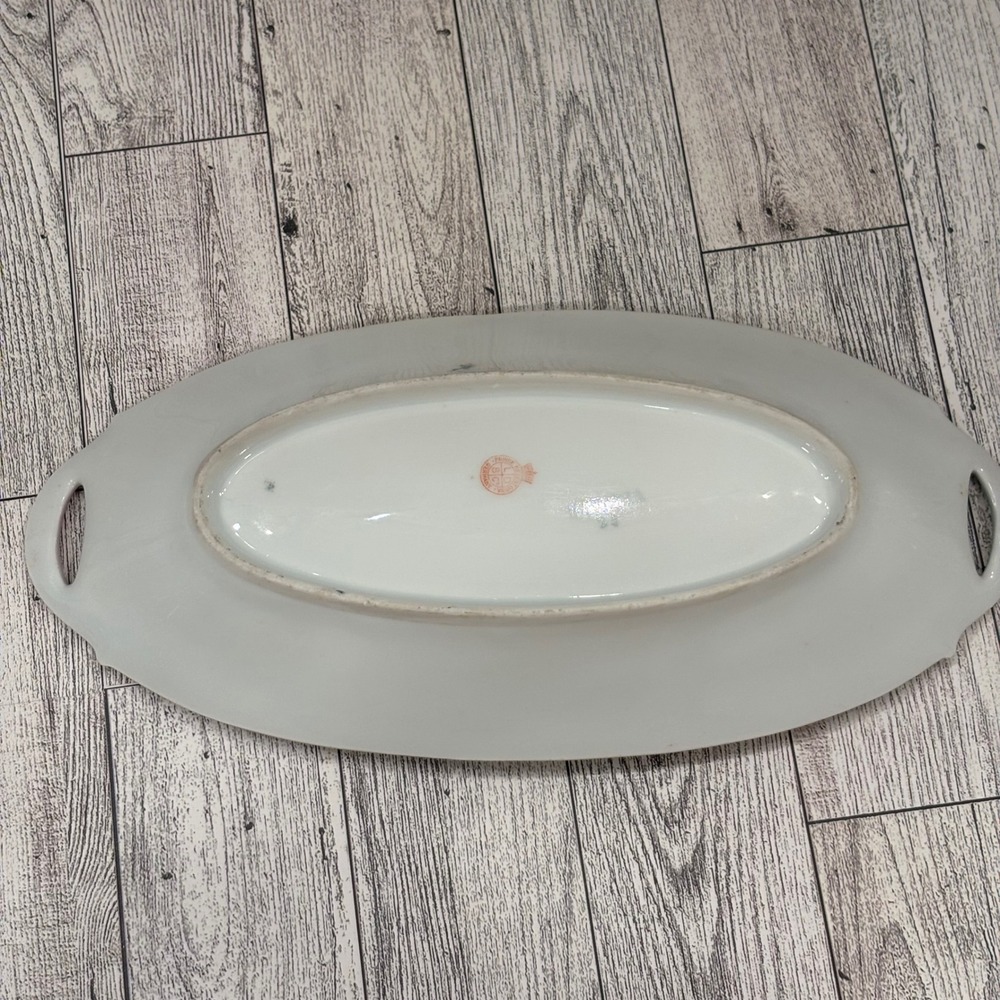 Antique Hand Painted Oval Porcelain China Tray Roses Bavaria Relish Dish‎ Blue - Picture 3 of 10
